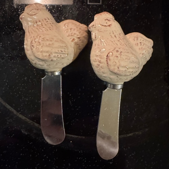 Ceramic Chicken Cheese Spreaders - Cream - Picture 2 of 3